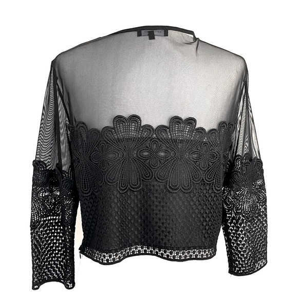 New Look UK Black Embroidered Lace With Sheer Top - Picture 7 of 7